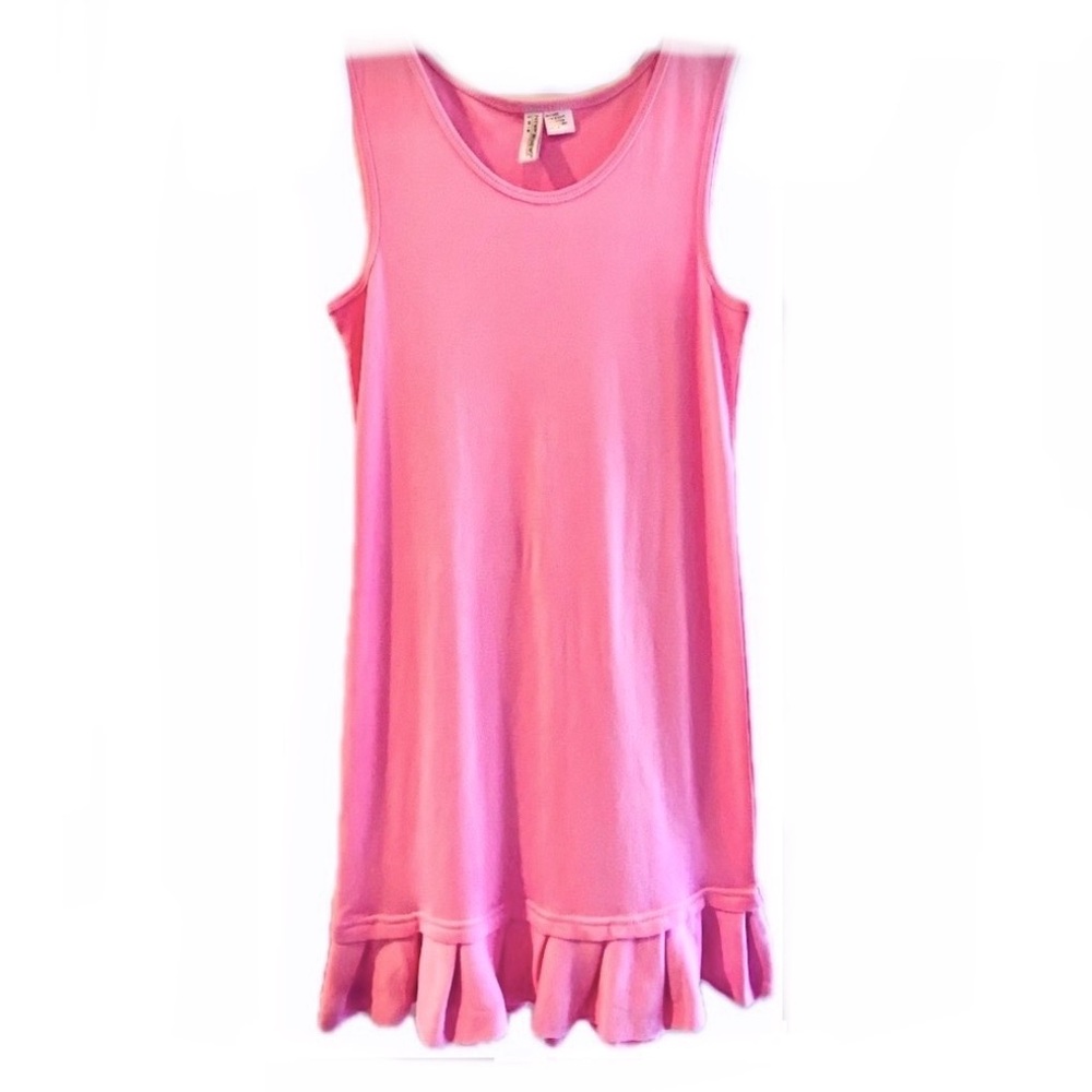 Newport News Pink Ruffle Dress or Coverup Dress 100% Cotton Ruffle Hem